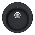 Granitinė plautuvė Franke Ronda ROG 610-41 su plačiu 3½" ekscentriniu ventiliu, juodos (Onyx) spalvos